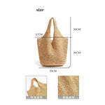 Slouchy Natural Straw Raffia Tote Bag — Triangular Beach Bag with Wide Shoulder Straps