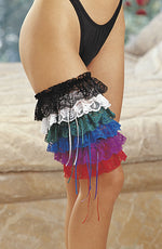 Shirley of Hollywood Satin Lace Ribbon Garter White One Size