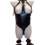 Ladies Heavy Duty Leather Chest Cage Harness | Waist Belt & Hand Grips