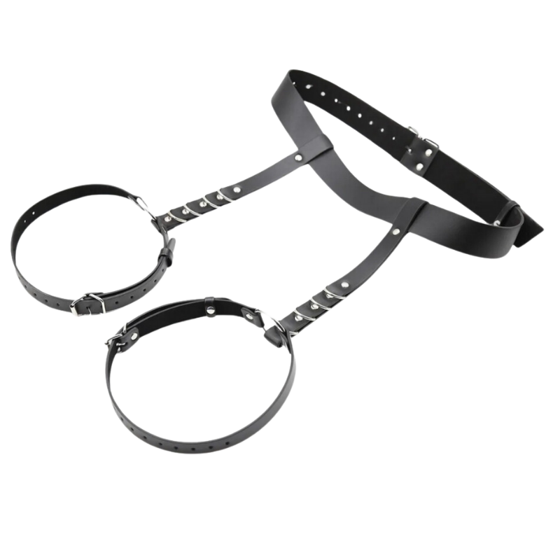 Women's Real Leather Leg Harness | Adjustable O-Ring Body Harness