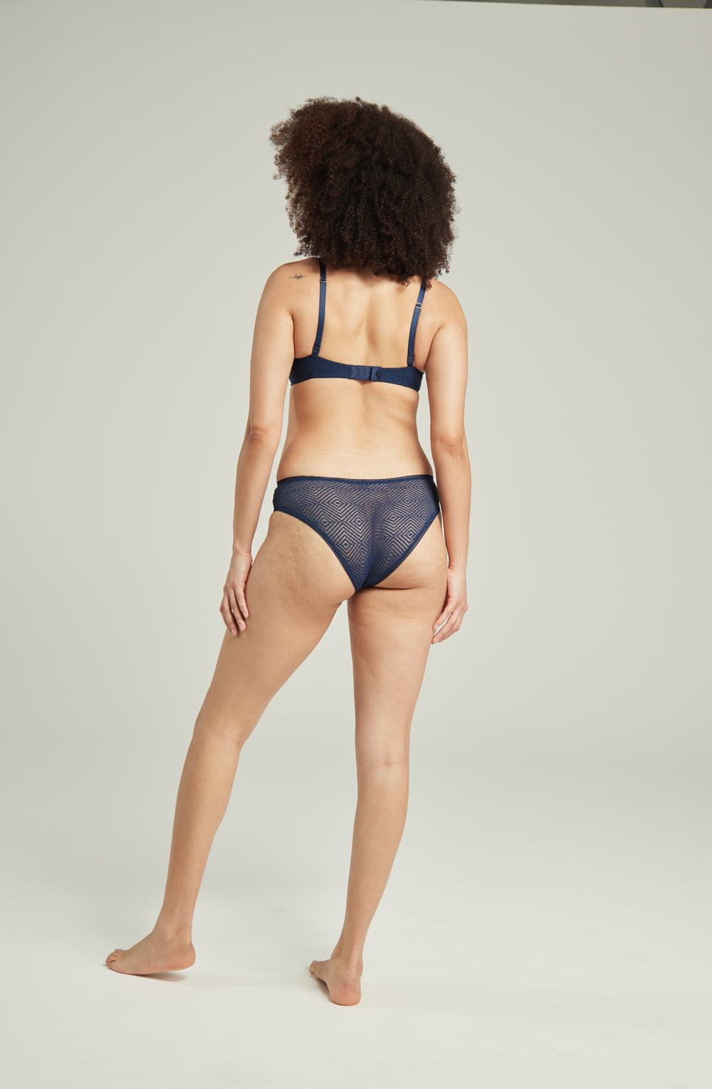 Nudea The Sheer Deco High Leg Brief Navy