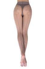 Ballerina Gold Elixir Grey Tights with Intricate Pattern & Subtle Sparkle