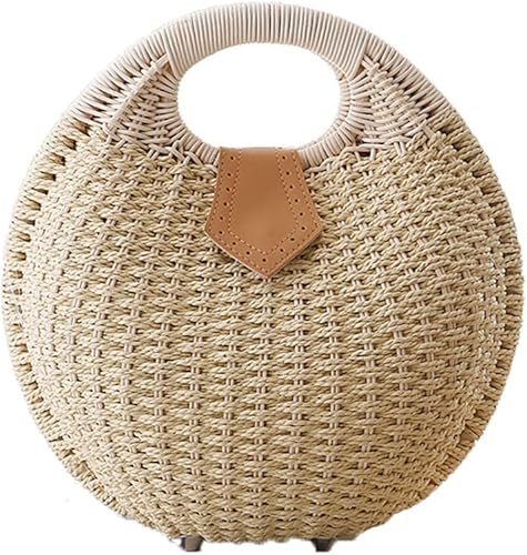 Artisan Handwoven Seashell Raffia Handbag — Women's Boho Summer Bag in Beige or Light Brown – alternate view 4