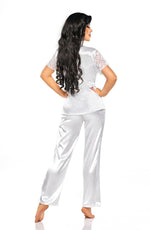 Beauty Night Missy Satin Lace White Pyjamas Trouser Set