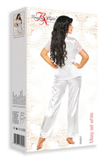 Beauty Night Missy Satin Lace White Pyjamas Trouser Set