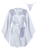 Beauty Night Samira Shiny Wide Sleeve Belted Peignoir Silver