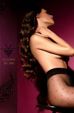 Black Secret Red Passion Open Crotch Crotchless Tights Black with Red Polka Dots