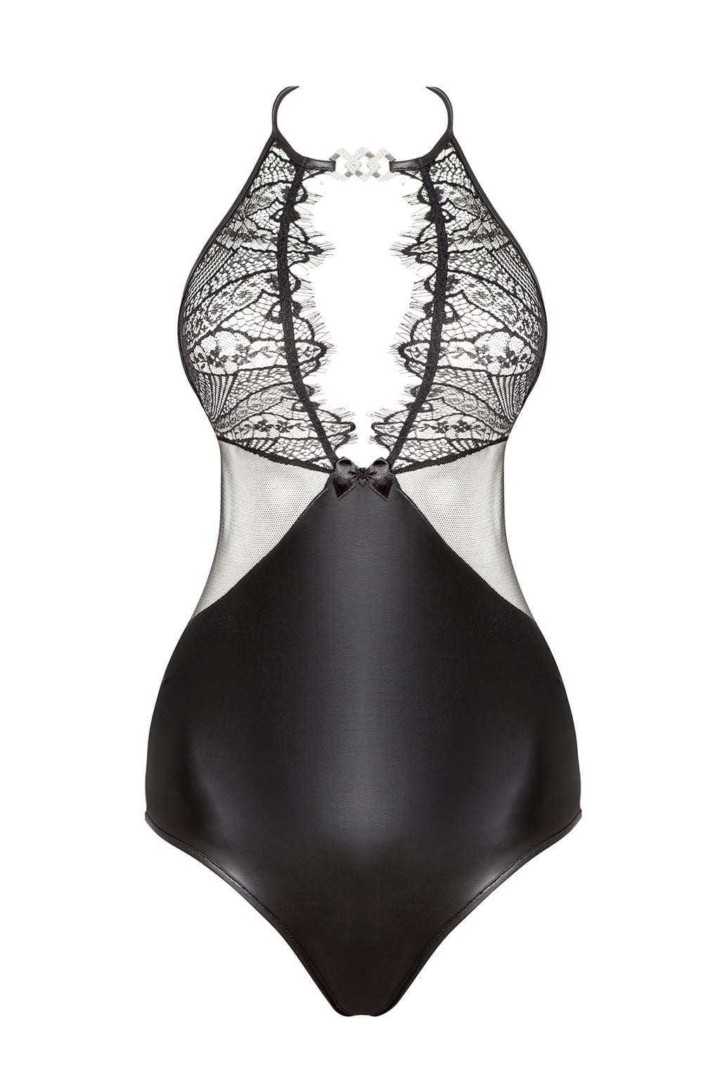 Beauty Night BN6551 Delilah Wet Look Teddy Black