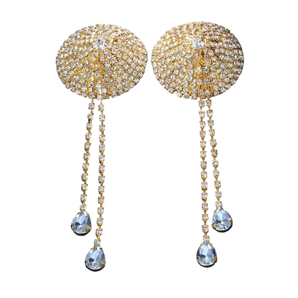DIAMANTE Gold Rhinestone Nipple Covers