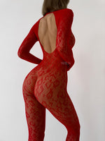 LIBIDO Red Fishnet Full One Size Bodystocking