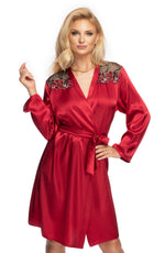 Irall Elodie Satin Dressing Gown Burgundy Red