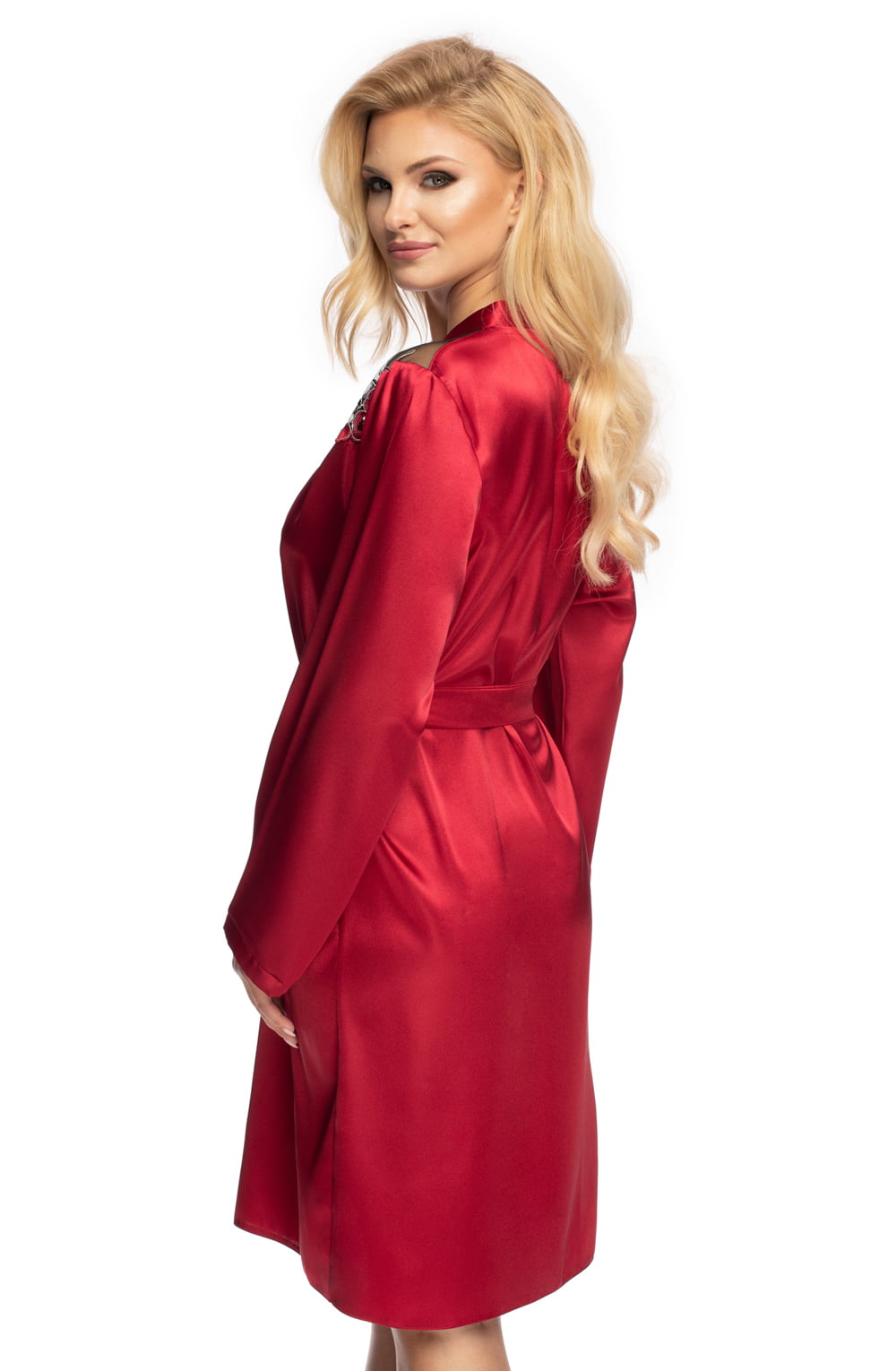 Irall Elodie Satin Dressing Gown Burgundy Red