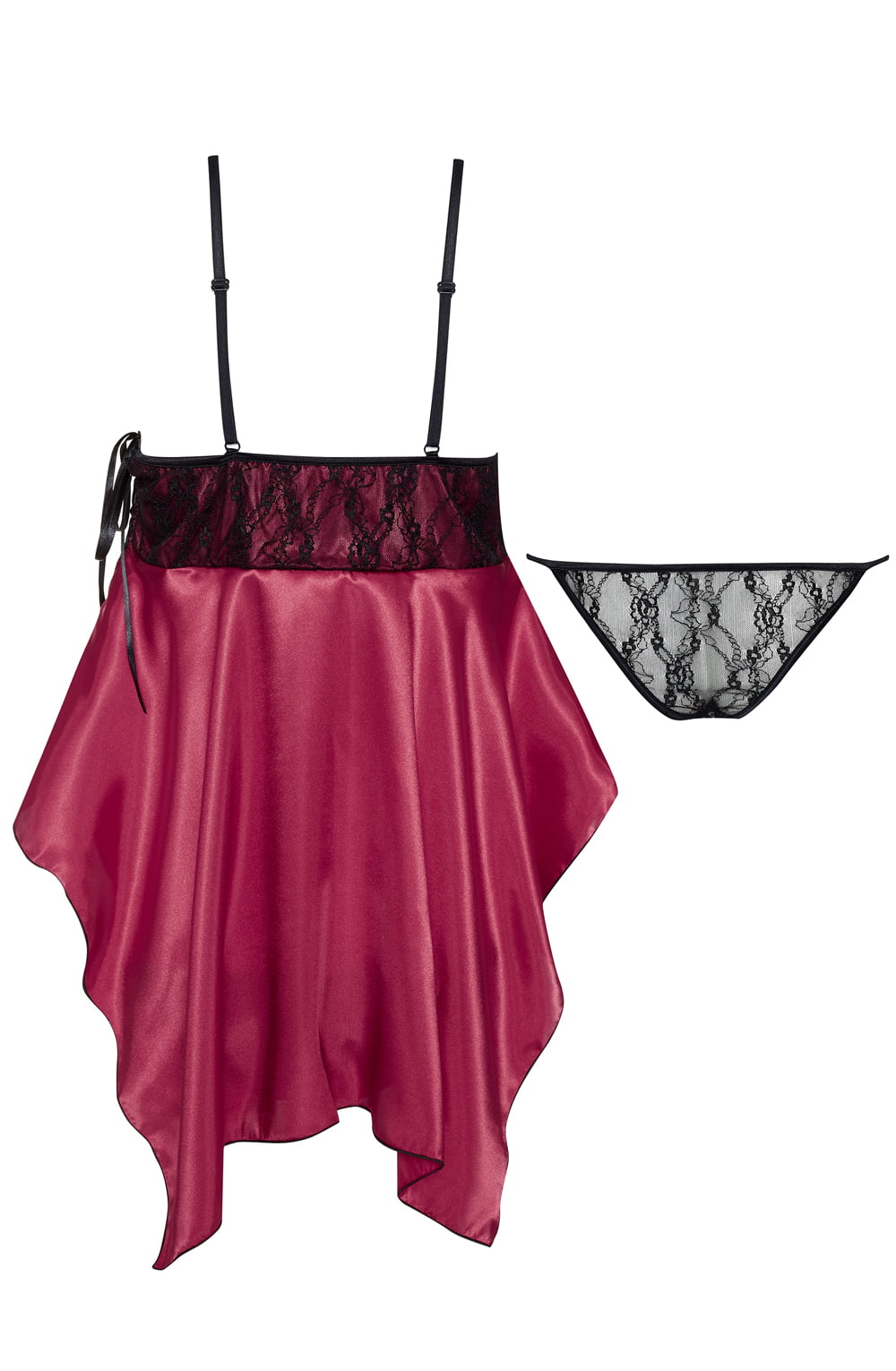 Beauty Night Julieta Black Lace Purple Satin Chemise & Thong Set