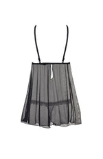 Beauty Night Lauren Lace Tulle Sheer Black Chemise & Thong Set
