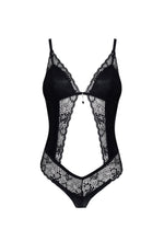 Beauty Night Lauren Lace Wet Look Black Teddy