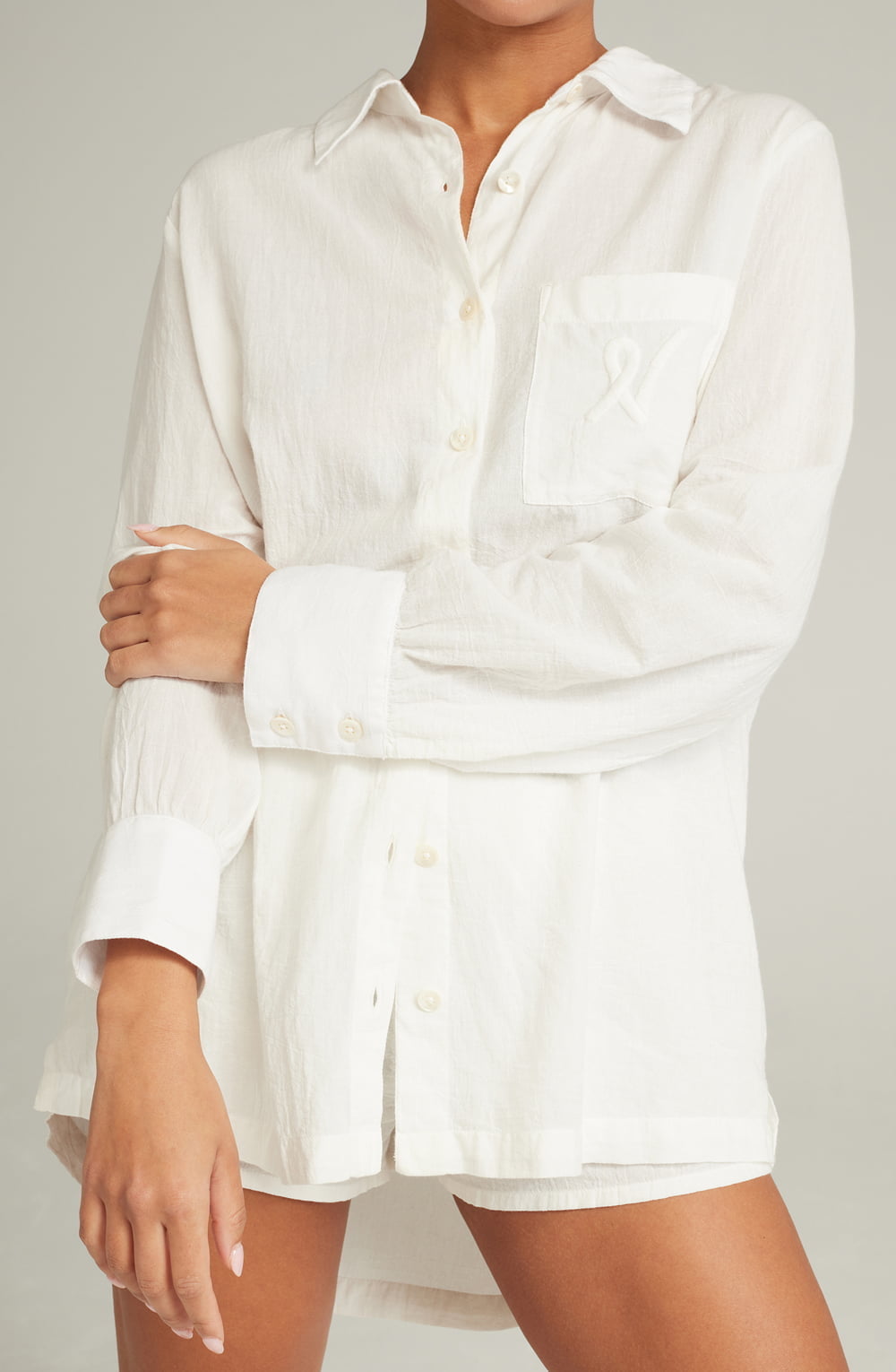 Nudea The Midi Shirt Organic Cotton White Pyjama Shirt