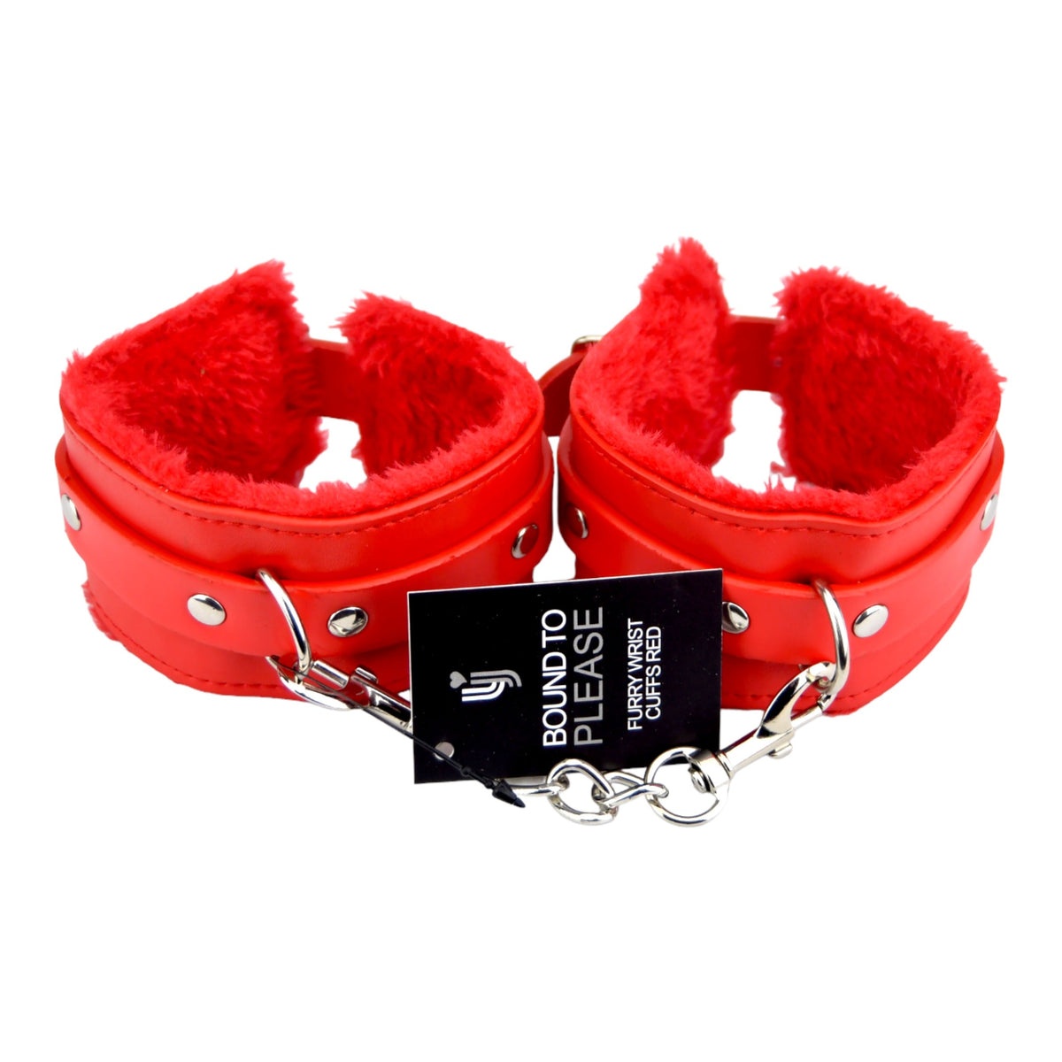 Bound to Please Furry Plush Wrist Cuffs Red detail