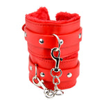 Bound to Please Furry Plush Wrist Cuffs Red detail