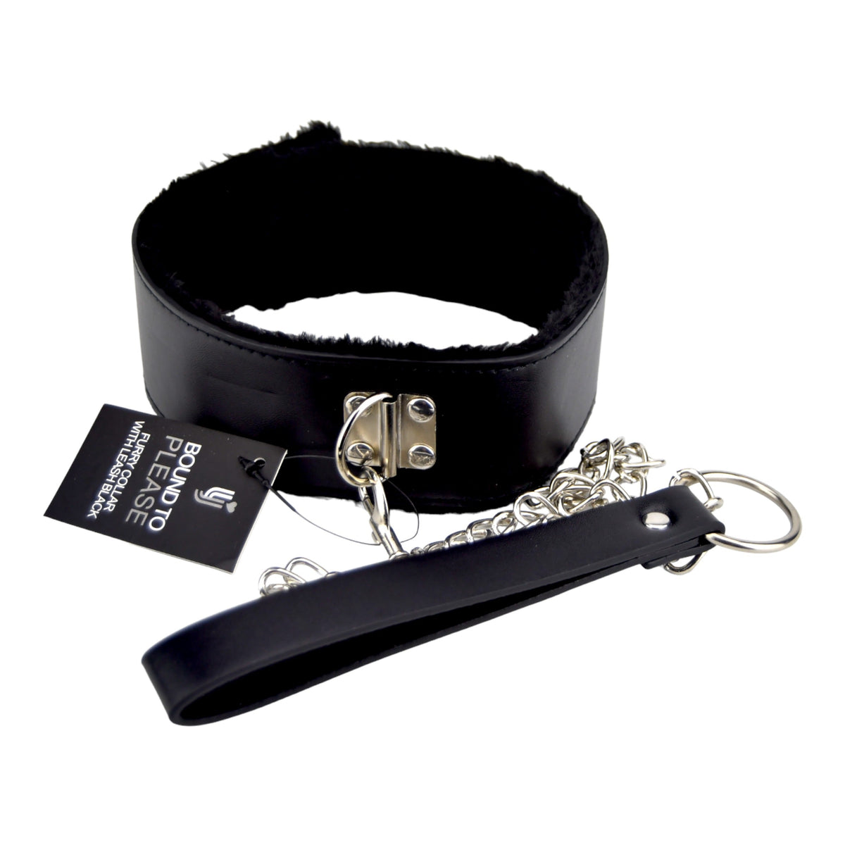 Bound to Please Furry Collar with Leash Black detail