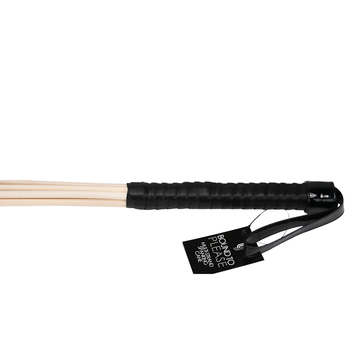 Bound to Please Black & Natural Multi-Strand Spanking Cane handle detail