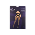 Lace by LJ Black Rhinestone Suspender Tights
