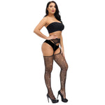 Lace by LJ Black Rhinestone Suspender Tights