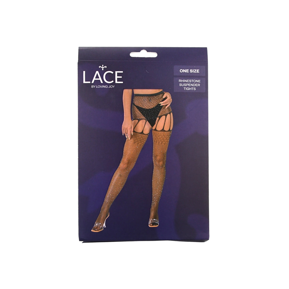 Lace by LJ Black Rhinestone Suspender Tights