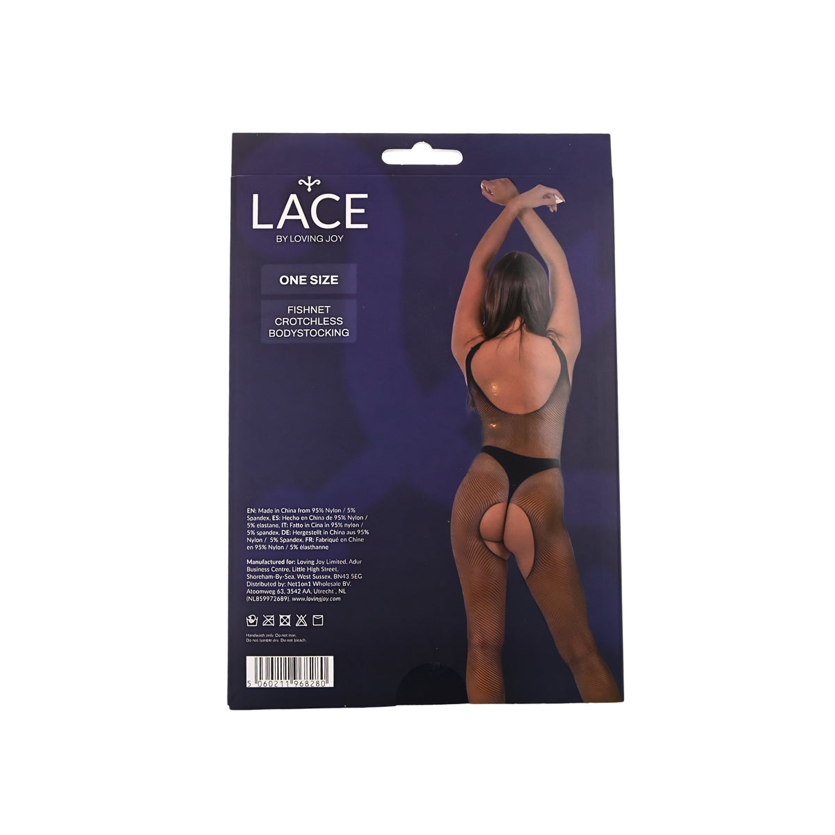 Lace by LJ Black Fishnet Crotchless Bodystocking
