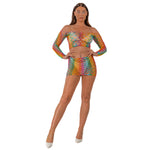 Lace by LJ Rainbow Coloured Crop Top and Skirt Set