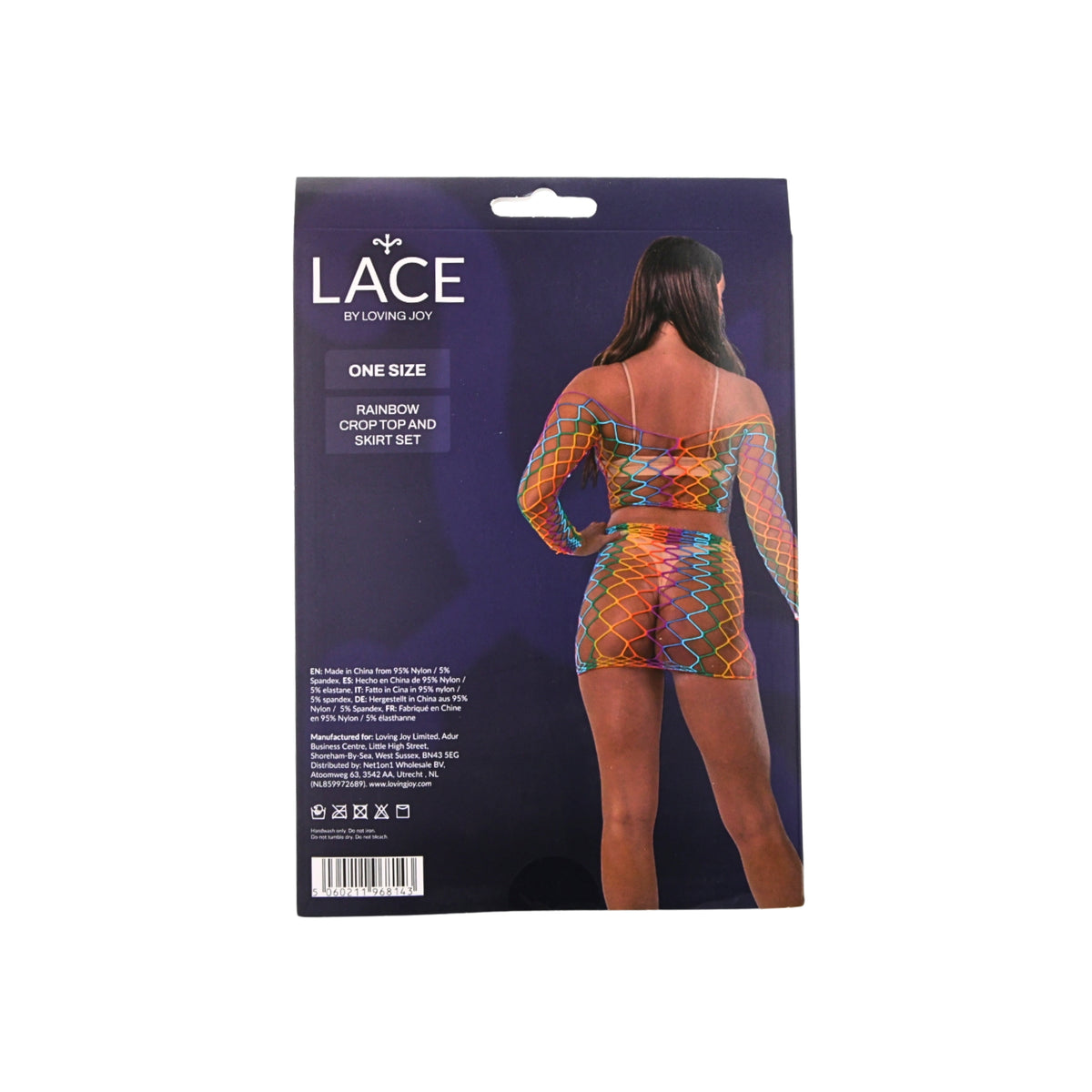 Lace by LJ Rainbow Coloured Crop Top and Skirt Set