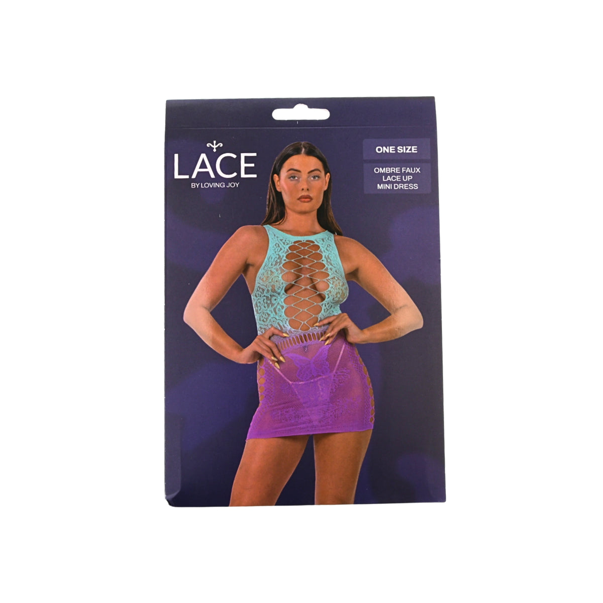 Lace by LJ Purple & Blue Ombre Faux Lace-Up Mini Dress