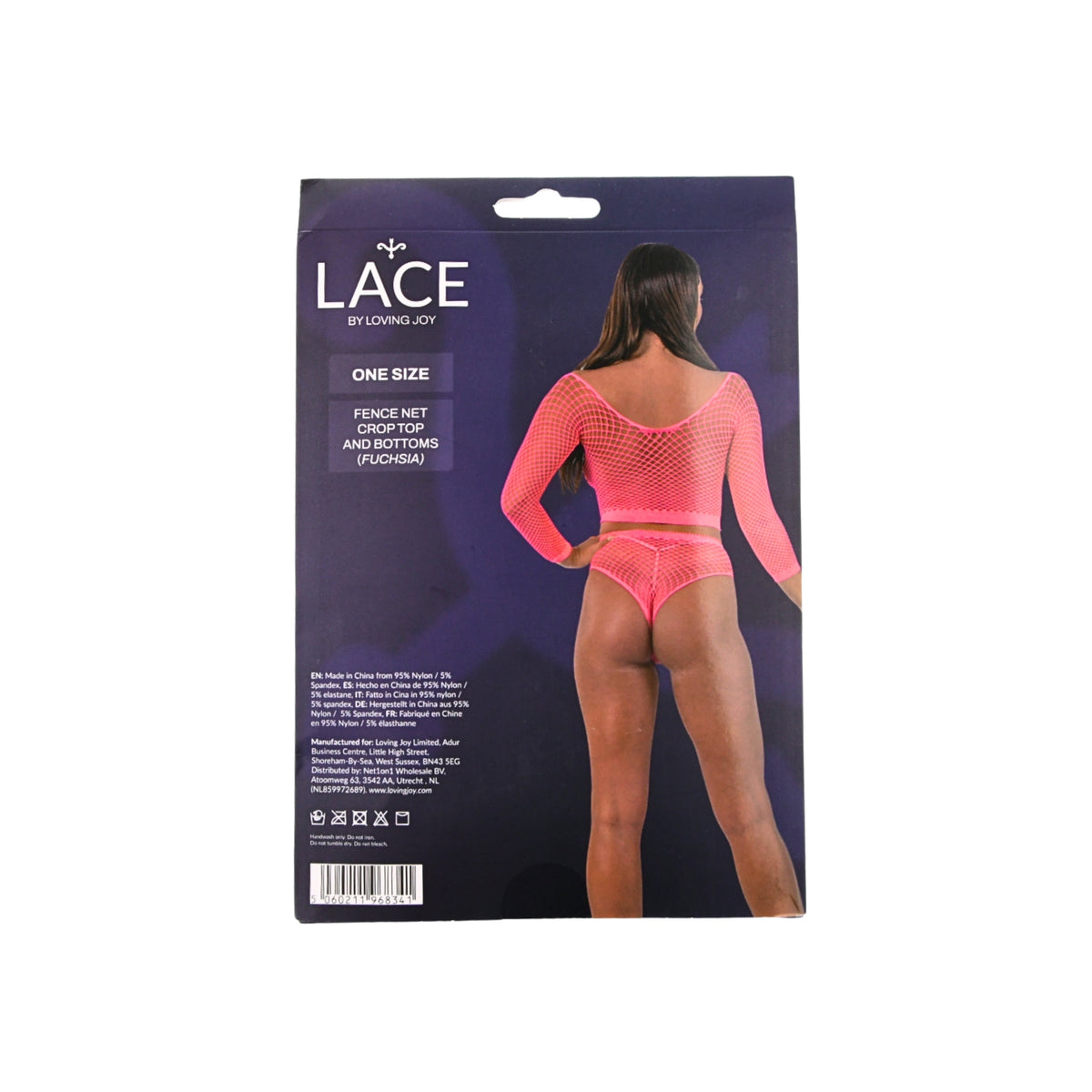 Lace by LJ Black, Fuchsia & Pink Fence Net Crop Top & Bottoms