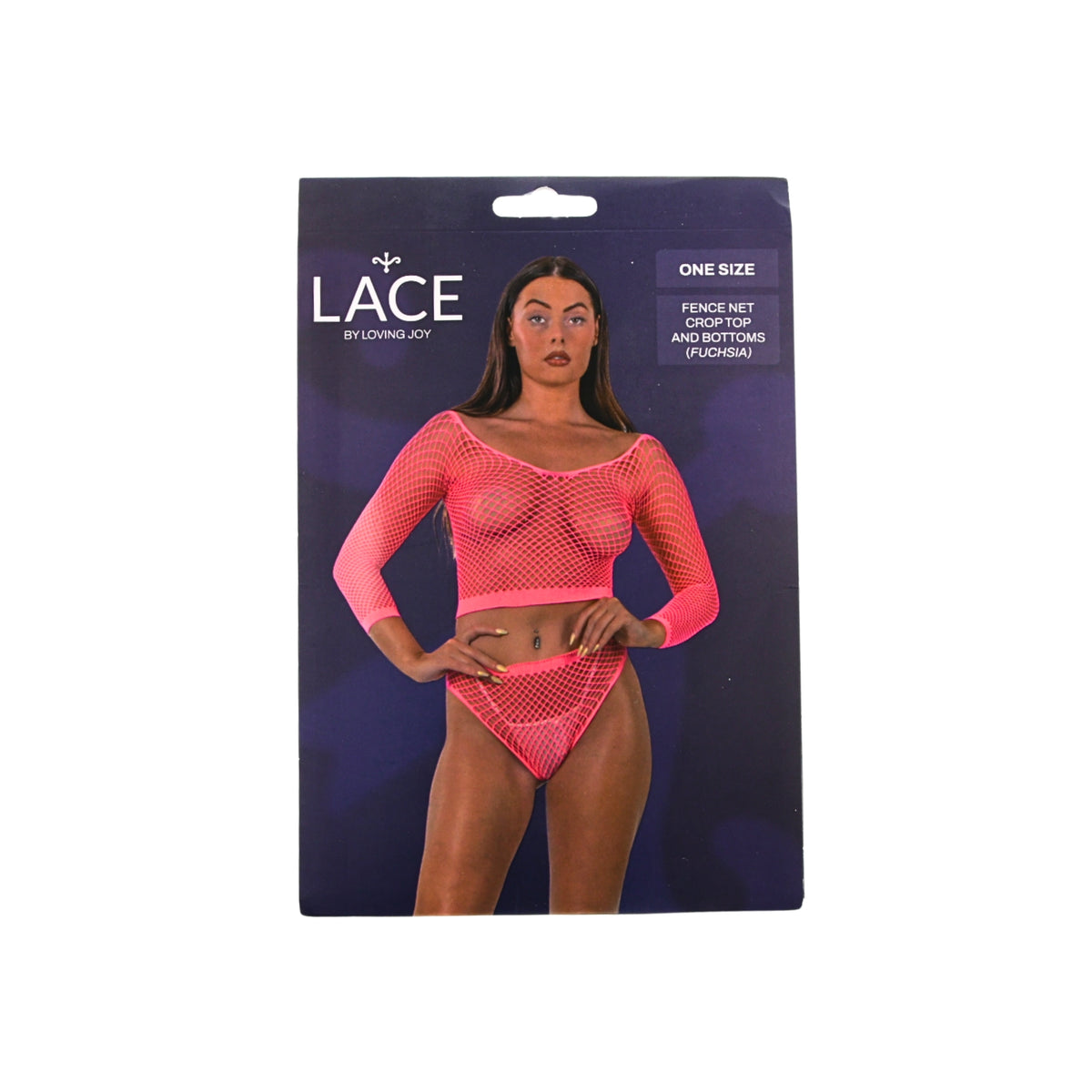 Lace by LJ Black, Fuchsia & Pink Fence Net Crop Top & Bottoms