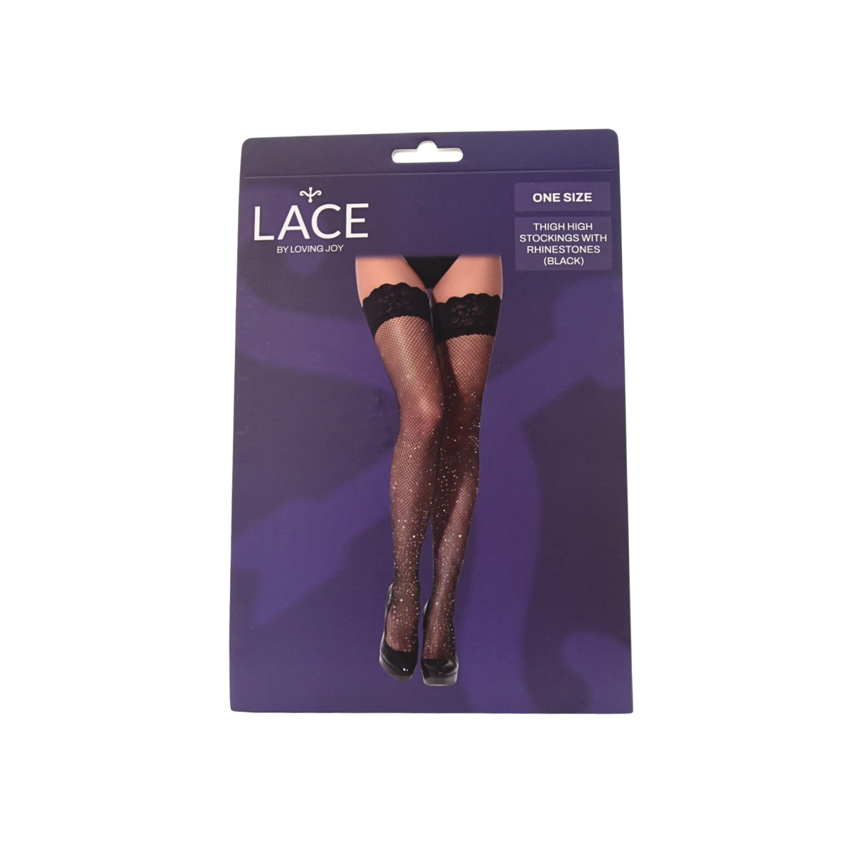 Lace by LJ Black & Red Fishnet Thigh-High Stockings with Rhinestones