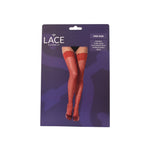 Lace by LJ Black & Red Fishnet Thigh-High Stockings with Rhinestones