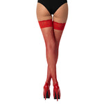 Lace by LJ Black & Red Fishnet Thigh-High Stockings with Rhinestones