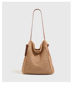 Large Crochet Cotton Shoulder Tote Bag — Boho Beach & Summer Handbag for Women