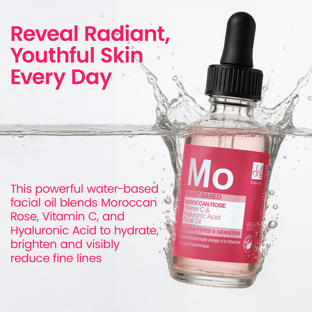 Dr Botanicals Moroccan Rose Facial Oil with Hyaluronic Acid & Vitamin C 15ml / 30ml