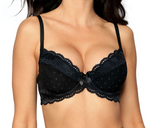Roza Lagerta Push Up Underwired Black Lace Bra