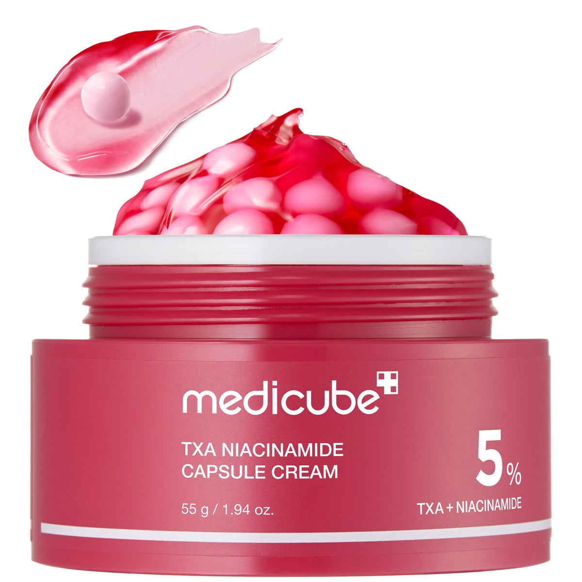 Medicube TXA Niacinamide Capsule Cream 55g jar and carton
