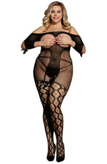 YesX Plus Size Bodystocking up to 5XL Black