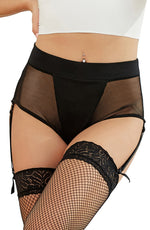 YesX Gartered High Waisted Panty Black