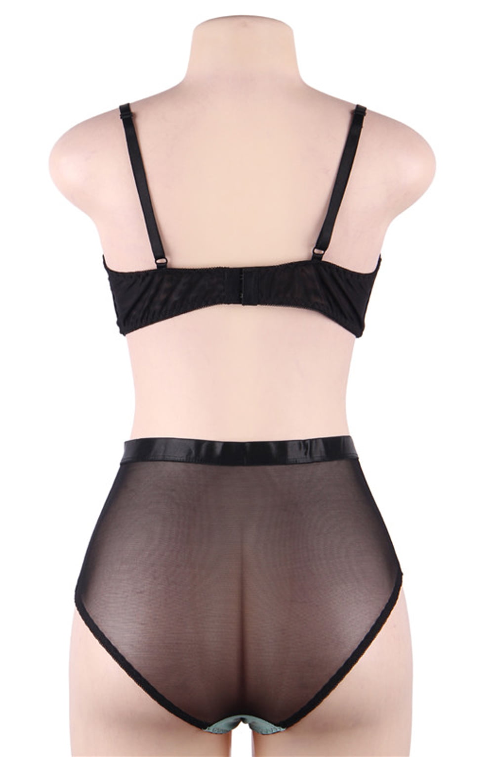 YesX Bra Brief Lingerie Set Black & Blue