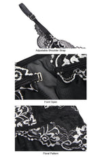 Yes X Floaty Babydoll & Thong Set with Embroidery Black Lingerie Set