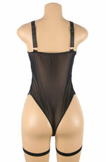 YesX Plus Size Lace Bodysuit Black