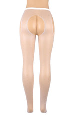 YesX Sparkly Fishnet Crotchless Tights White