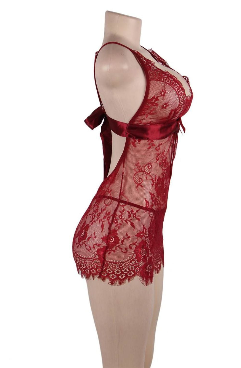 YesX Eyelash Lace Chemise Hot Red