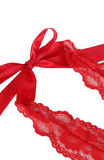 YesX Plus Size Mesh Lace & Bow Hot Red Teddy