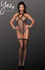 YesX Fishnet Bodystocking Black