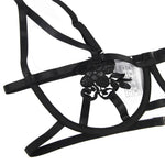 YesX Embroidered Strappy Cut Out 3 Piece Bra, Thong & Garter Lingerie Set